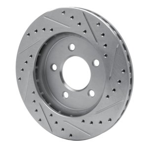 Chrysler Grand Voyager Brake Rotor (1) - Front Left - R1 Concepts - Drilled & Slotted - Silver - `91-`02